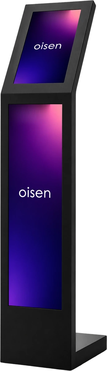 Infokiosk OISEN dwuekranowy — górny ekran dotykowy 15,6″, dolny 29″