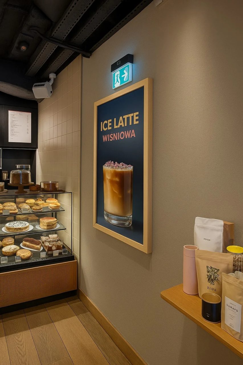 Coffedesk - ekran witrynowy — realizacja OISEN