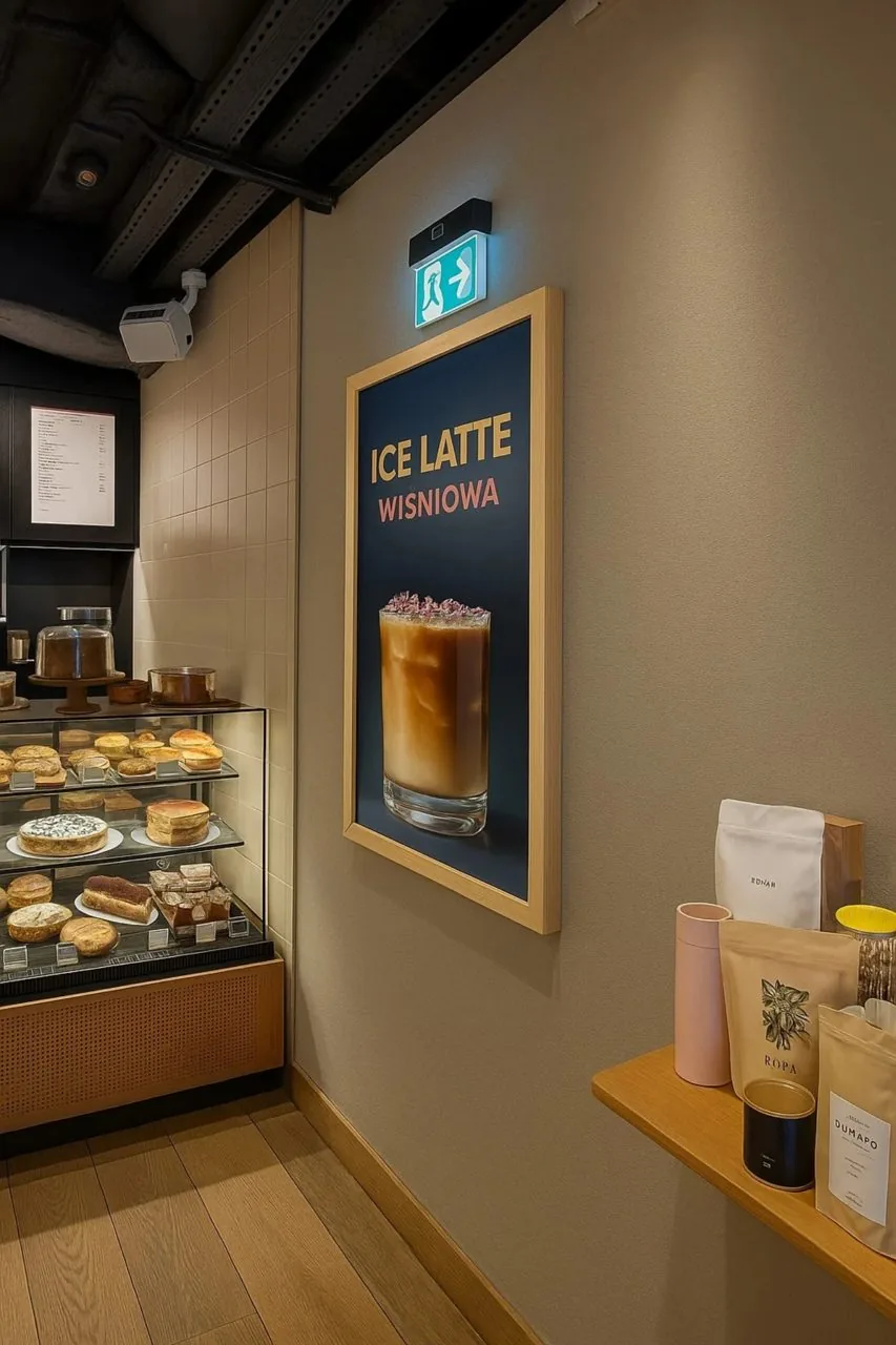 Coffedesk - ekran witrynowy — realizacja OISEN